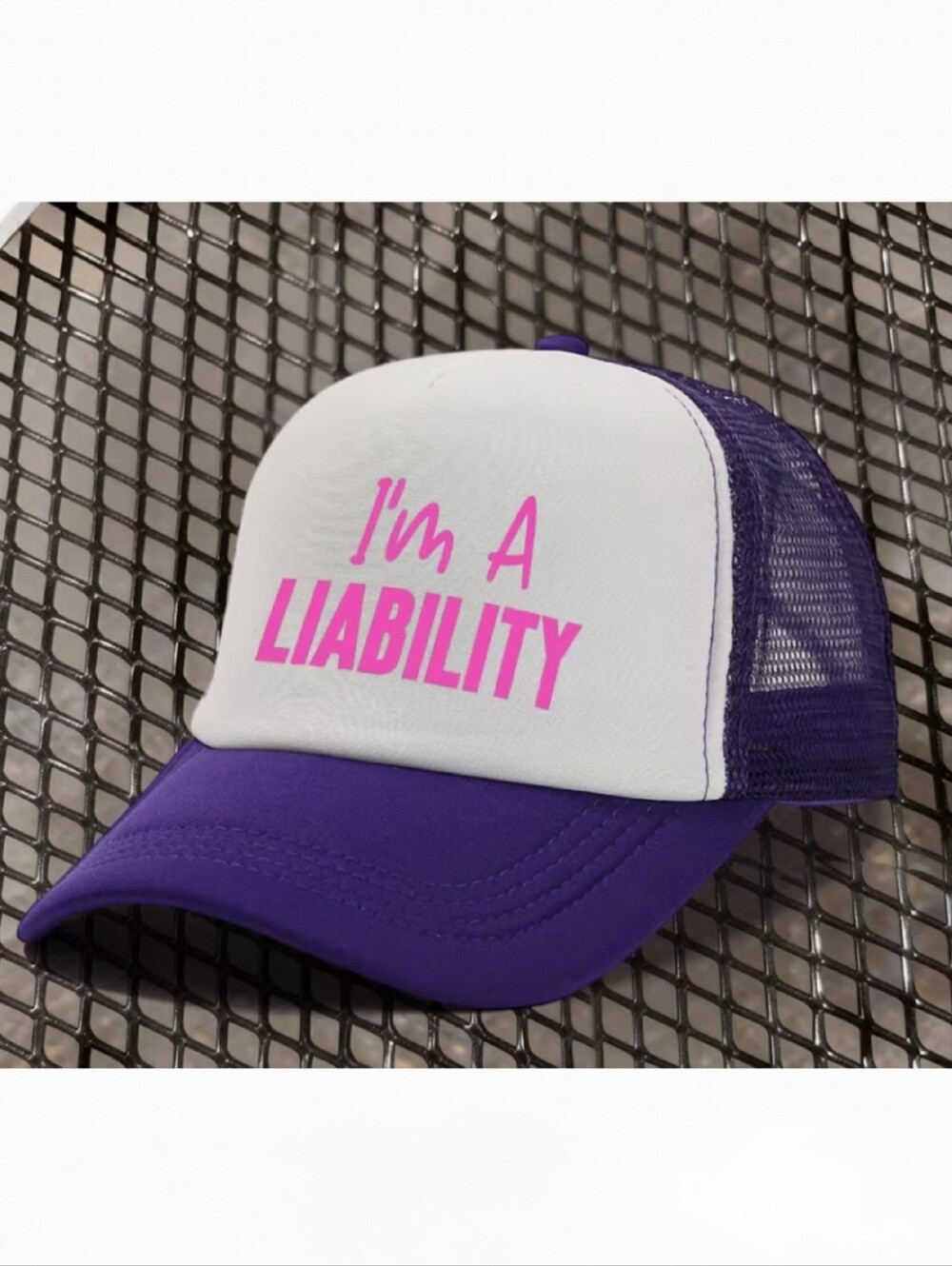 🌺I'm A Liability Trucker Hat Purple And Pink Party Hats Hats With Sayings